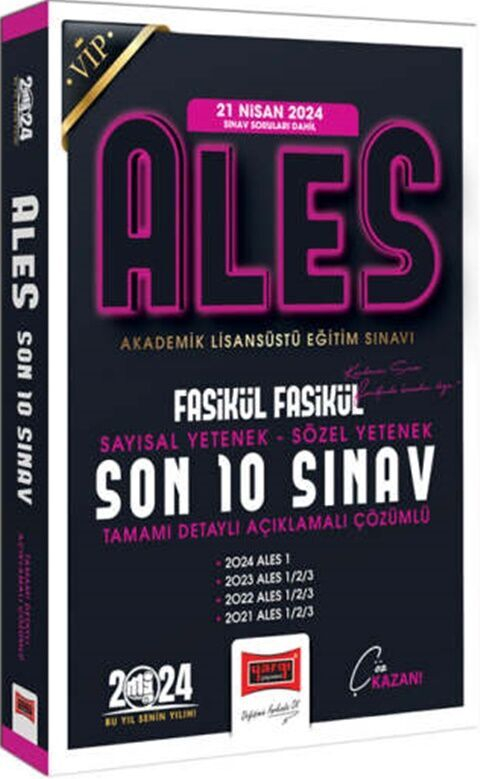 2024 ALES Son 10 Sınav Fasikül Fasikül Çıkmış Sorular (21 Nisan 2024 Sınavı Dahil) Yargı Yayınevi