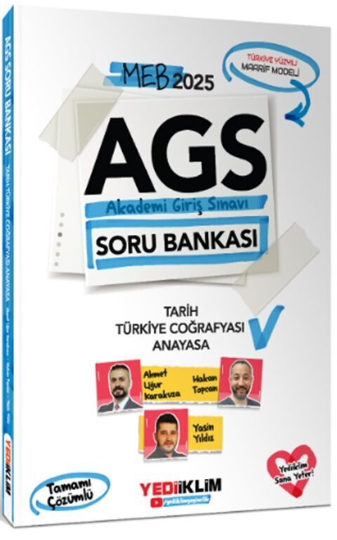 2025 MEB AGS Tarih Türkiye Coğrafyası ve Anayasa Tamamı Çözümlü Soru Bankası Yediiklim Yayınları