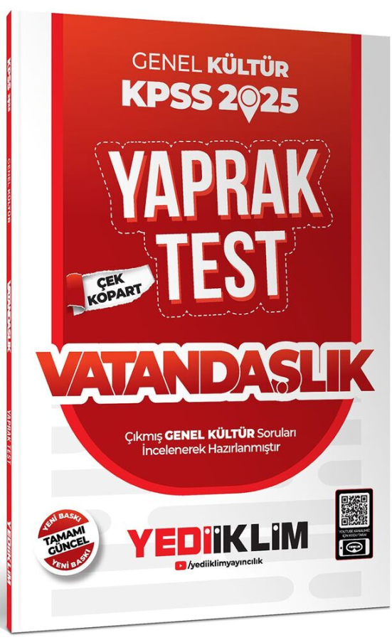 2025 KPSS Vatandaşlık Genel Kültür Çek Kopart Yaprak Test Yediiklim Yayınları