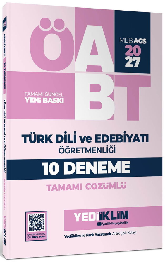 2027 MEB AGS ÖABT Türk Dili ve Edebiyatı Öğretmenliği Tamamı Çözümlü 10 Deneme Yediiklim Yayınları