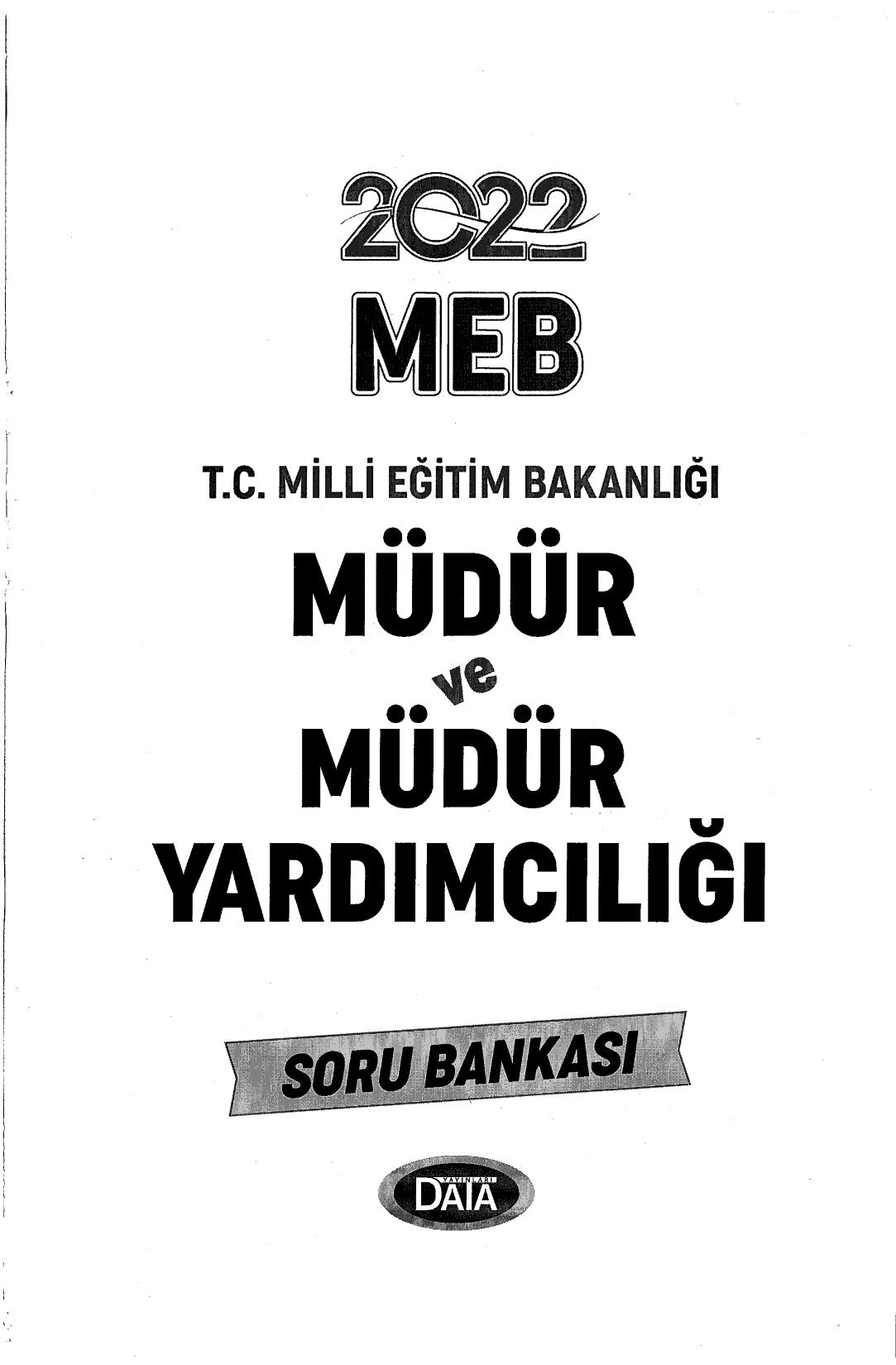 2022 MEB MÜDÜR VE MÜDÜR YARDIMCILIĞI SORU BANKASI