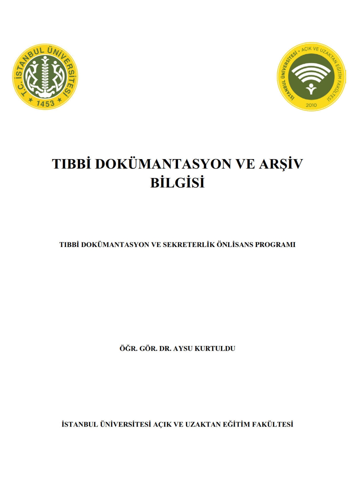 Tıbbi Dökümantasyon ve Arşiv Bilgisi