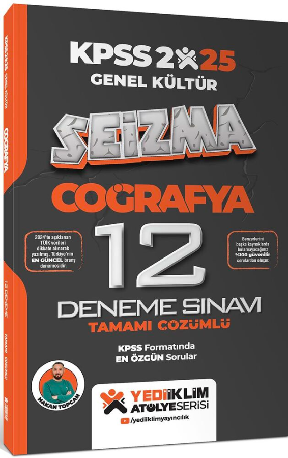 2025 KPSS Coğrafya Genel Kültür Atölye Serisi Seizma Tamamı Çözümlü 12 Deneme Sınavı Yediiklim Yayınları