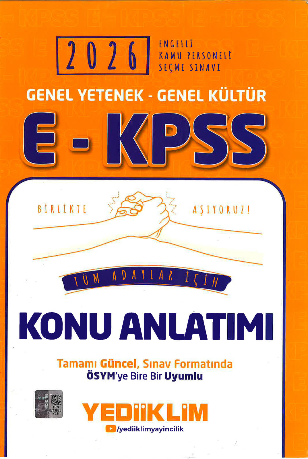 2026 E - KPSS Genel Yetenek Genel Kültür Tüm Adaylar İçin Konu Anlatımı Yediiklim Yayınları