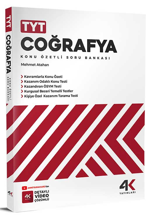 TYT Coğrafya Konu Özetli Soru Bankası 4K Yayınları