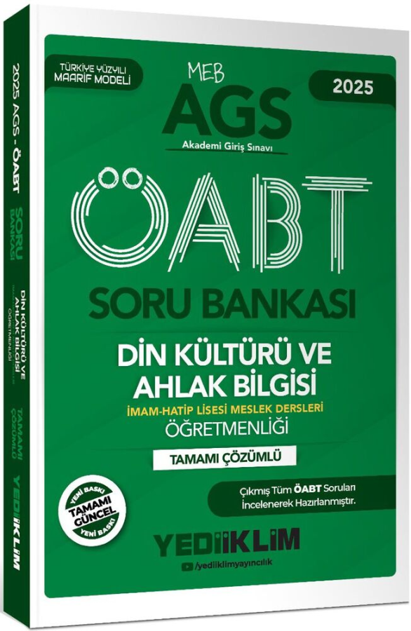 2025 MEB AGS ÖABT Din Kültürü ve Ahlak Bilgisi Öğretmenliği Tamamı Çözümlü Soru Bankası Yediiklim Yayınları
