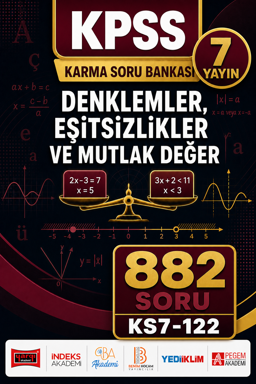 Denklemler, Eşitsizlikler ve Mutlak Değer 7 Yayın 882 Soru