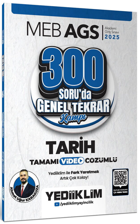 2025 MEB AGS Tarih 300 Soruda Tamamı Video Çözümlü Genel Tekrar Kampı Yediiklim Yayınları