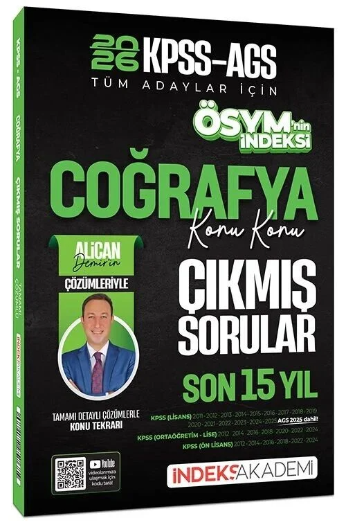 2026 KPSS MEB-AGS Coğrafya ÖSYM nin İndeksi Çıkmış Sorular Son 15 Yıl Konu Konu Çözümlü İndeks Akademi Yayıncılık