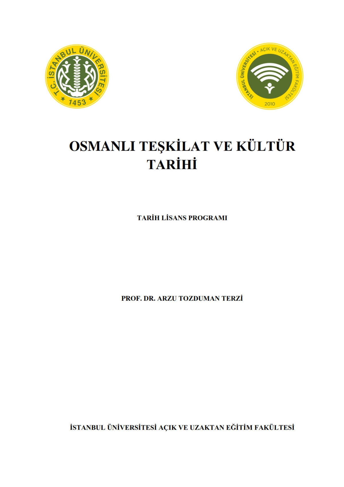 Osmanlı Teşkilat ve Kültür Tarihi