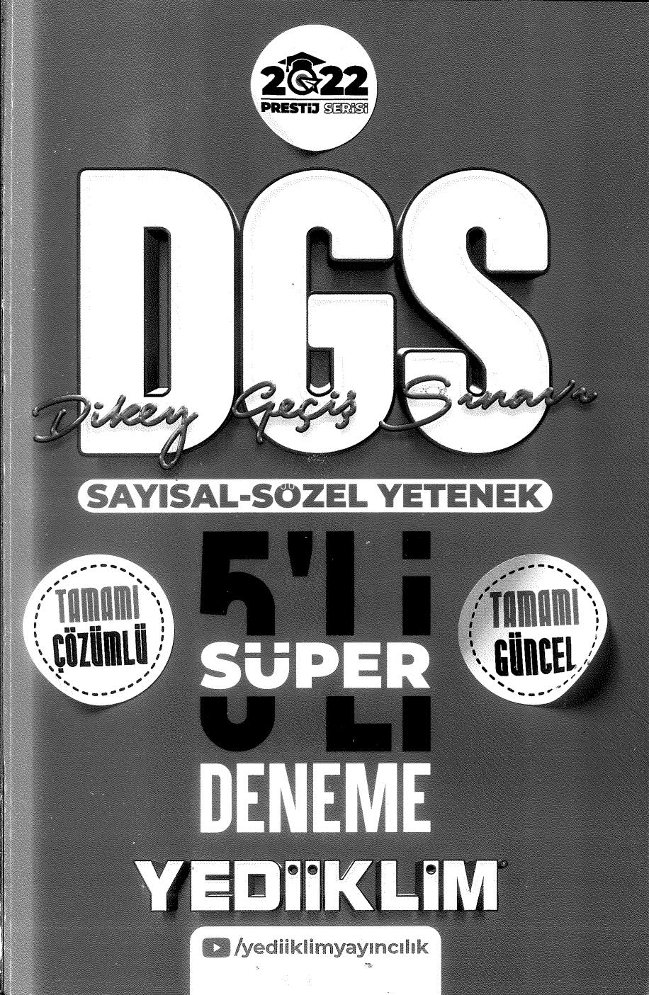 DGS SAYISAL SÖZEL YETENEK 5 Lİ SÜPER DENEME ÇÖZÜMLÜ