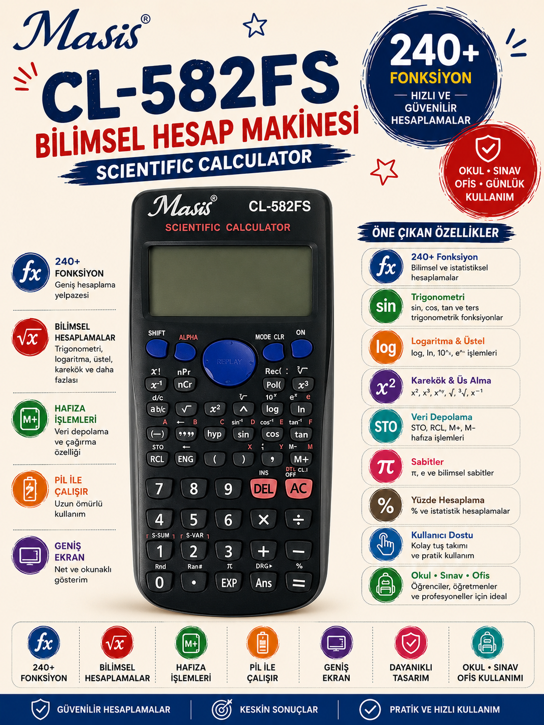 Masis CL-582FS Bilimsel Hesap Makinesi