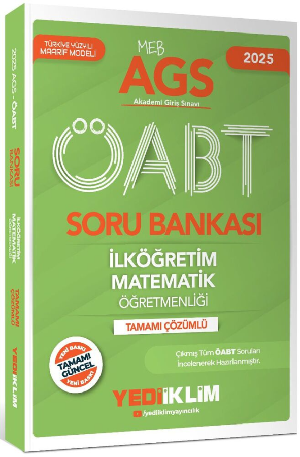 2025 MEB AGS ÖABT İlköğretim Matematik Öğretmenliği Tamamı Çözümlü Soru Bankası Yediiklim Yayınları
