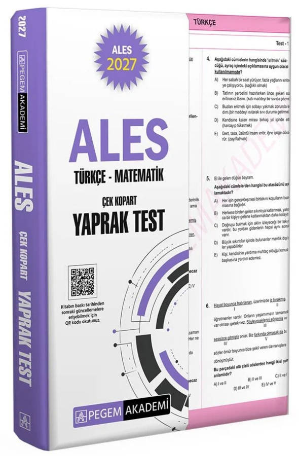 2027 ALES Türkçe Matematik Yaprak Test Pegem Akademi