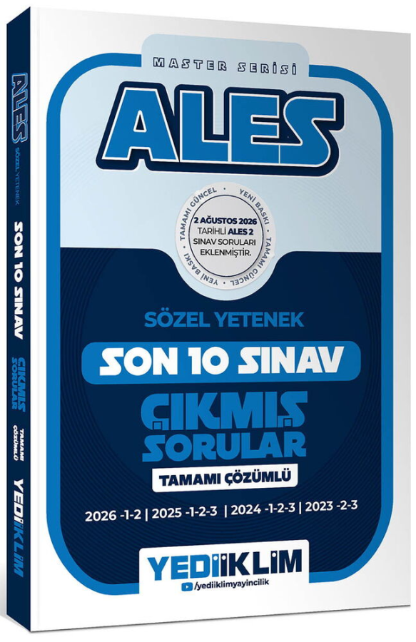 2027 ALES Sözel Yetenek Master Serisi Tamamı Çözümlü Son 10 Sınav Çıkmış Sorular Yediiklim Yayınları