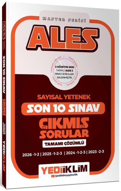 ALES Sayısal Yetenek Master Serisi Tamamı Çözümlü Son 10 Sınav Çıkmış Sorular Yediiklim Yayınları