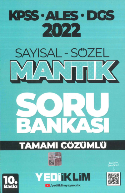 KPSS ALES DGS SAYISAL-SÖZEL MANTIK SORU BANKASI TAMAMI ÇÖZÜMLÜ