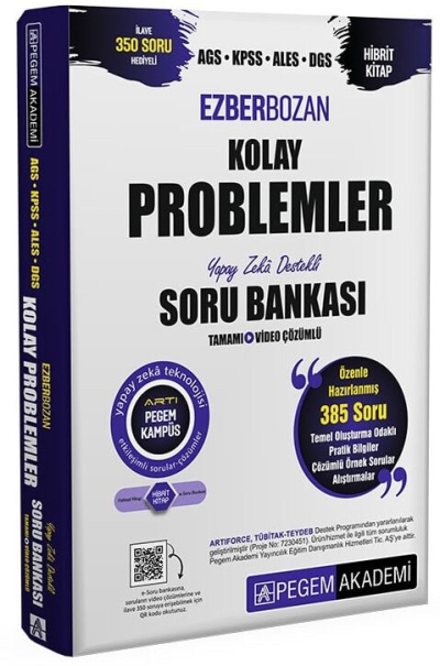 2025 MEB AGS KPSS ALES DGS Kolay Problemler Ezberbozan Soru Bankası Çözümlü Pegem Akademi Yayınları