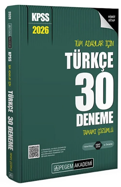 2026 KPSS Tüm Adaylar İçin Türkçe 30 Deneme Tamamı Çözümlü Pegem Yayınları