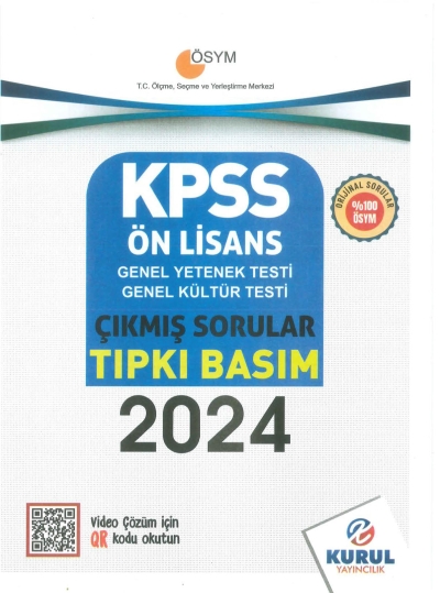 Ön Lisans KPSS Son 5 Sınav GY-GK Çıkmış Sorular Tıpkı Basım Kurul Yayınları (2016-2024)