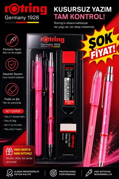 Rotring 0.7 Uçlu Kalem Jel Kalem Silgi Uç Set