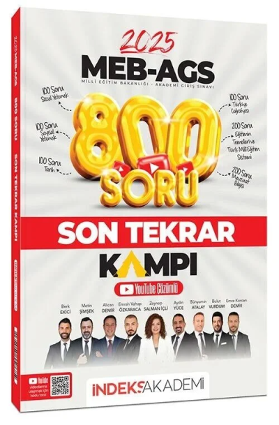 2025 MEB-AGS Tüm Dersler Son Tekrar Kampı 800 Soru Bankası Youtube Video Çözümlü İndeks Akademi Yayıncılık