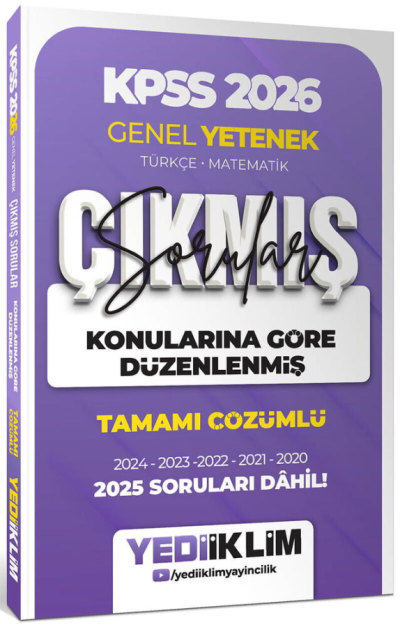 2026 KPSS Genel Yetenek Konularına Göre Düzenlenmiş Tamamı Çözümlü Çıkmış Sorular (2020-2025) Yediiklim Yayınları Fotokopi.SHOP - Öğrencilerin Marketi!