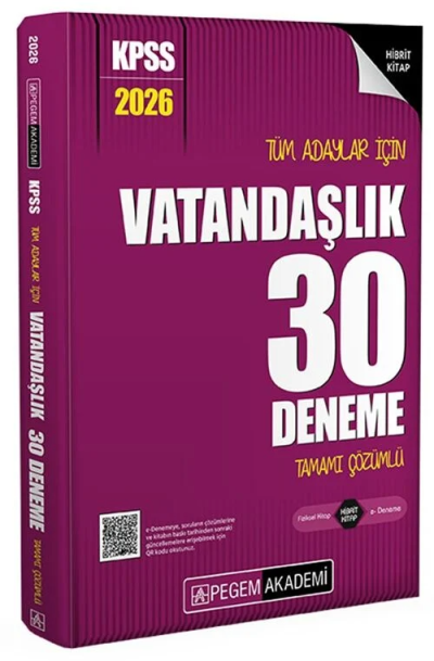 2026 KPSS Tüm Adaylar İçin Vatandaşlık 30 Deneme Tamamı Çözümlü Pegem Yayınları