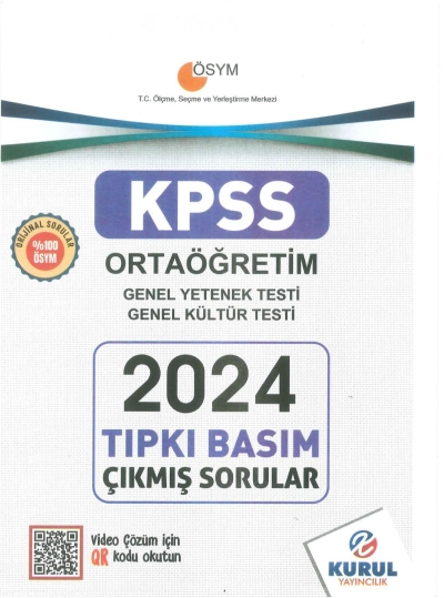 Ortaöğretim KPSS Son 5 Sınav GY-GK Çıkmış Sorular Tıpkı Basım Kurul Yayınları (2016-2024)