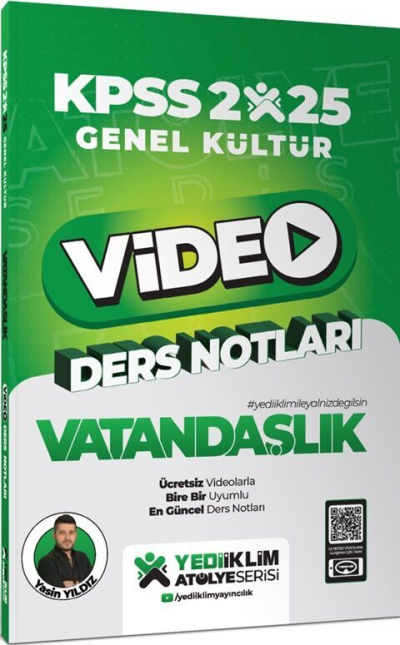 2025 KPSS Genel Kültür Vatandaşlık Video Ders Notları Yediiklim Yayınları Fotokopi.SHOP - Öğrencilerin Marketi!