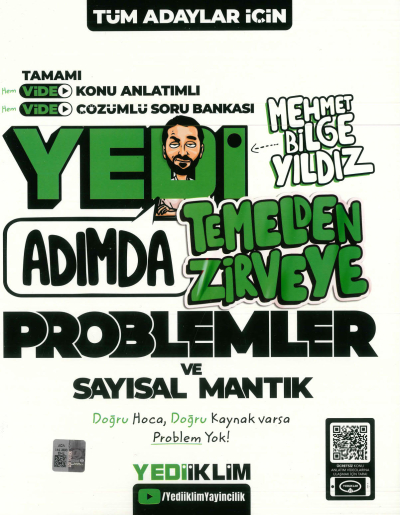 KPSS-ALES-DGS Yedi Adımda Temelden Zirveye Problemler ve Sayısal Mantık Video Konu Anlatımlı Video Çözümlü Soru Bankası Yediiklim Yayınları