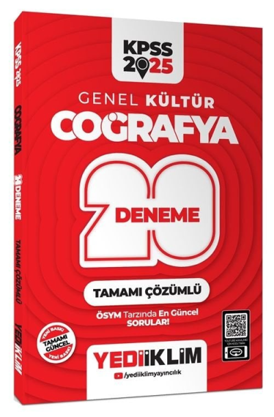 2025 KPSS Genel Kültür Coğrafya Tamamı Çözümlü 20 Deneme Yediiklim Yayınları Fotokopi.SHOP - Öğrencilerin Marketi!