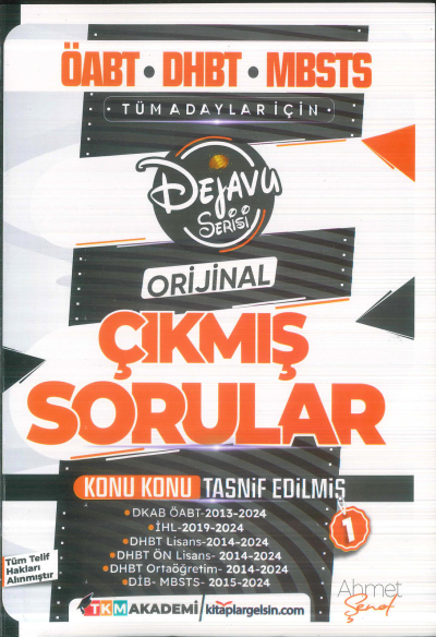 2025 ÖABT DHBT MBSTS Din Kültürü ve Ahlak Bilgisi Dejavu Orijinal Çıkmış Sorular Seti 1. Kitap TKM Akademi