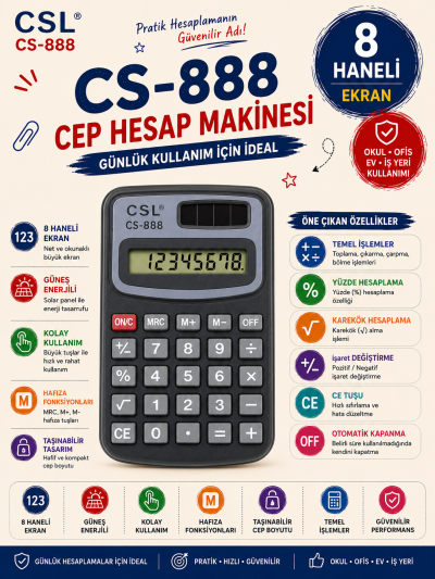 CSL CS-888 8 Hane Cep Tipi Hesap Makinesi