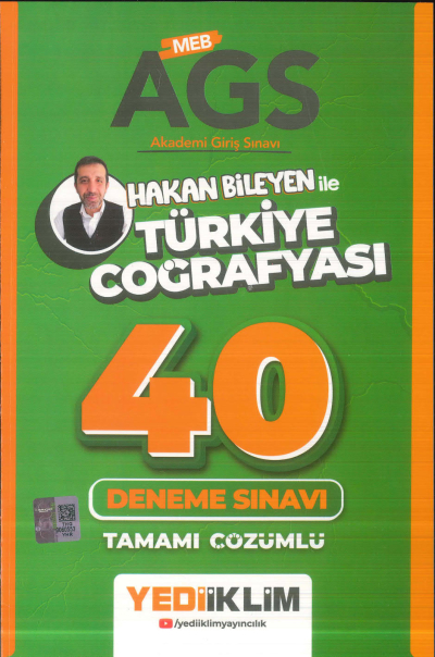 2025 MEB AGS Hakan Bileyen ile Türkiye Coğrafyası Tamamı Çözümlü 40 Deneme Sınavı Yediiklim Yayınları