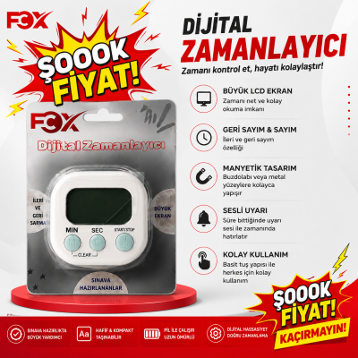 Öğrenci Kronometresi Dijital Zamanlayıcı Mıknatıslı FCZ-100 (Beyaz)
