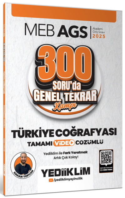 2025 MEB AGS Türkiye Coğrafyası 300 Soruda Tamamı Video Çözümlü Genel Tekrar Kampı Yediiklim Yayınları
