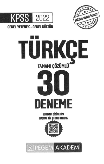 30LU TÜRKÇE ÇÖZÜMLÜ DENEME