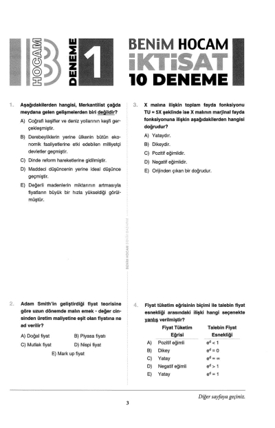 İKTİSAT 10 LU DENEME 2022
