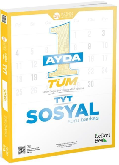 1 Ayda Tüm TYT Sosyal Soru Bankası Üç Dört Beş Yayınları