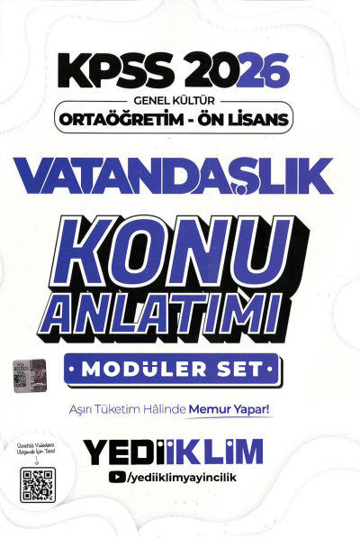 2026 KPSS Lise Ortaöğretim Ön Lisans Konu Anlatımlı Modüler VATANDAŞLIK Yediiklim Yayınları Fotokopi.SHOP - Öğrencilerin Marketi!