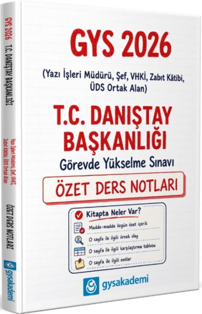 2026 GYS Danıştay Başkanlığı Özet Ders Notları GYSAkademi