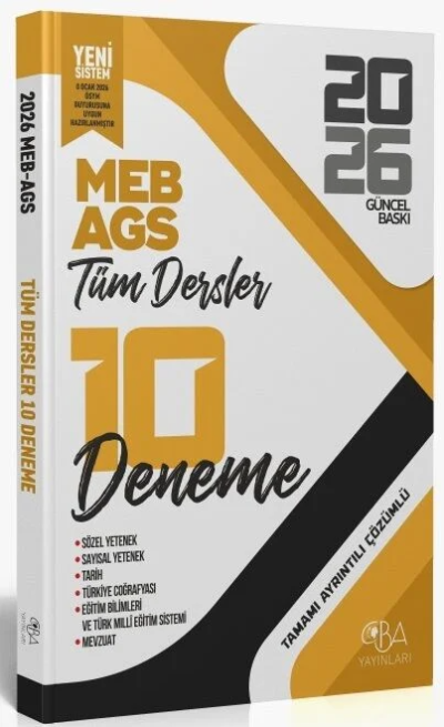 2026 MEB- AGS Tüm Dersler 10 Deneme Çözümlü CBA Yayınları