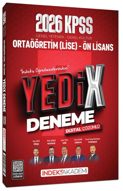 2026 KPSS Lise Ortaöğretim Ön Lisans YEDİX 7 Deneme Çözümlü İndeks Akademi Yayıncılık