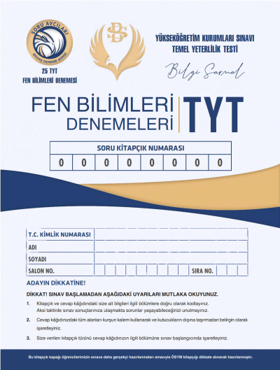TYT FEN BİLİMLERİ DENEMELERİ 25*20