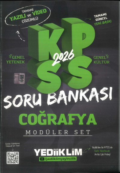 COĞRAFYA 2026 KPSS Genel Yetenek Genel Kültür Hem Yazılı Hem Video Çözümlü Soru Bankası Modüler Yediiklim Yayınları Fotokopi.SHOP - Öğrencilerin Marketi!