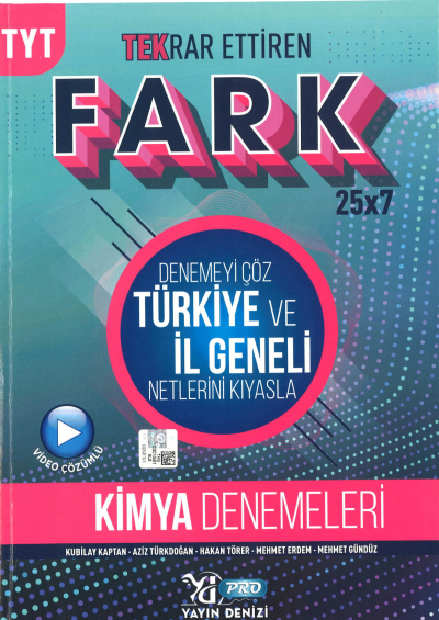 TYT Kimya Fark 25 x 7 Tekrar Ettiren Denemeleri