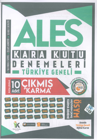 ALES KARA KUTU DENEMELERİ 10 ADET ÇIKMIŞ KARMA DENEME