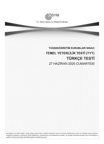 TÜRKÇE SON 11 YIL ÇIKMIŞ SORULAR (TYT) (2020 DAHİL)