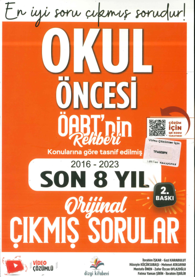 ÖABT OKUL ÖNCESİ ÖĞRETMENLİĞİ 2016-2023 ORJİNAL ÇIKMIŞ SORULAR